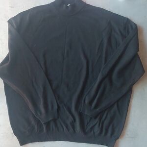 Men's Black Pronto-Uomo Italian Merino Wool Sweater 2X Mock Neck